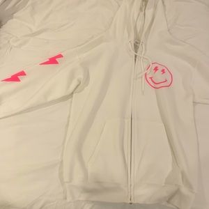 Lightning bolt pink zip up hoodie